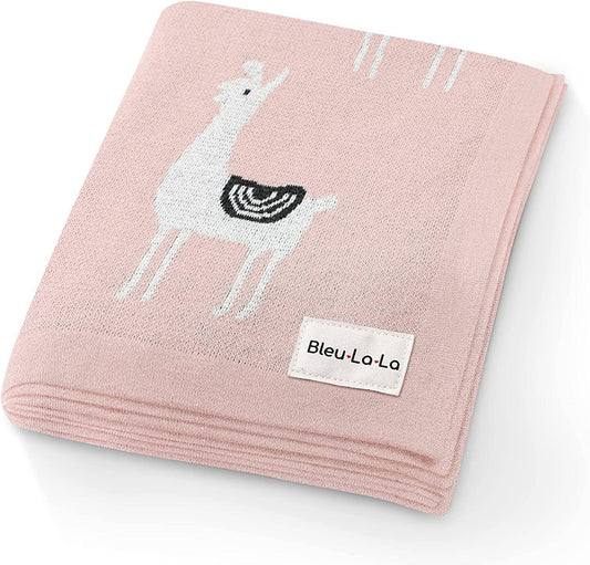 100% Luxury Cotton Swaddle Receiving Baby Blanket - Llama
