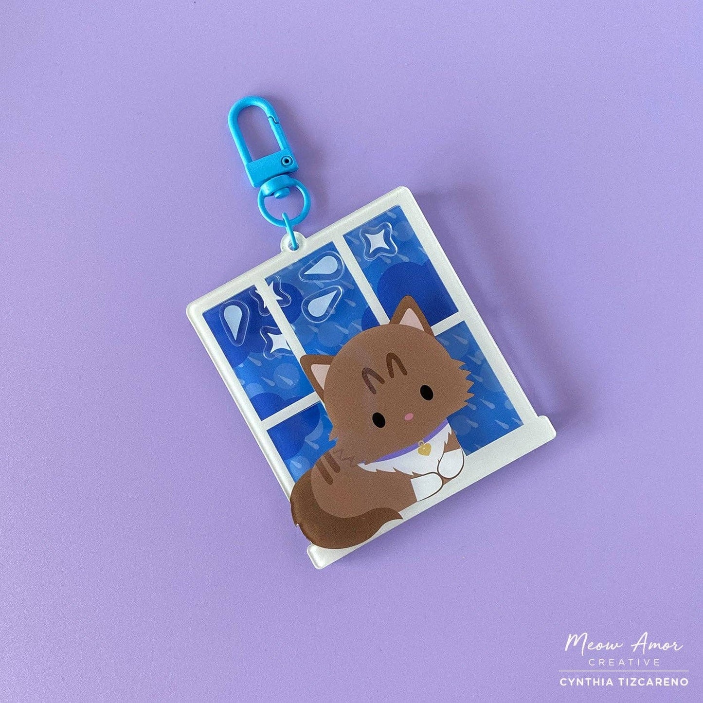 Rainy Day Cat Acrylic Shaker Charm