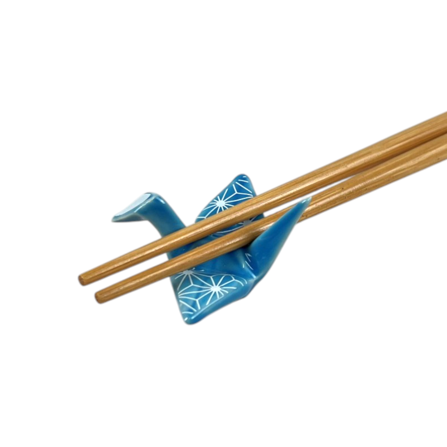 Origami Crane Porcelain Chopsticks Rest 2"L Asanoha Blue (12/288)