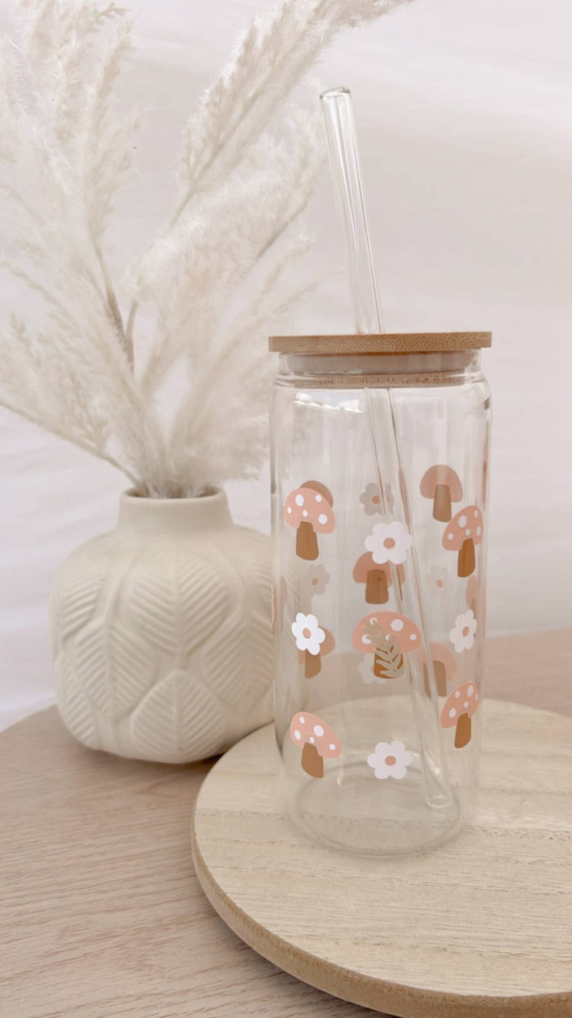 Pink Mushroom Iced Coffee Cup