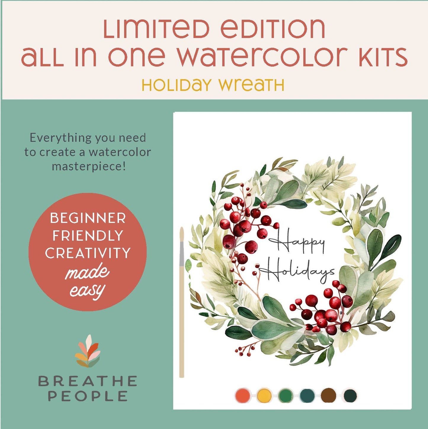 Limited Edition, All in One Watercolor Kit - Berry Wreath