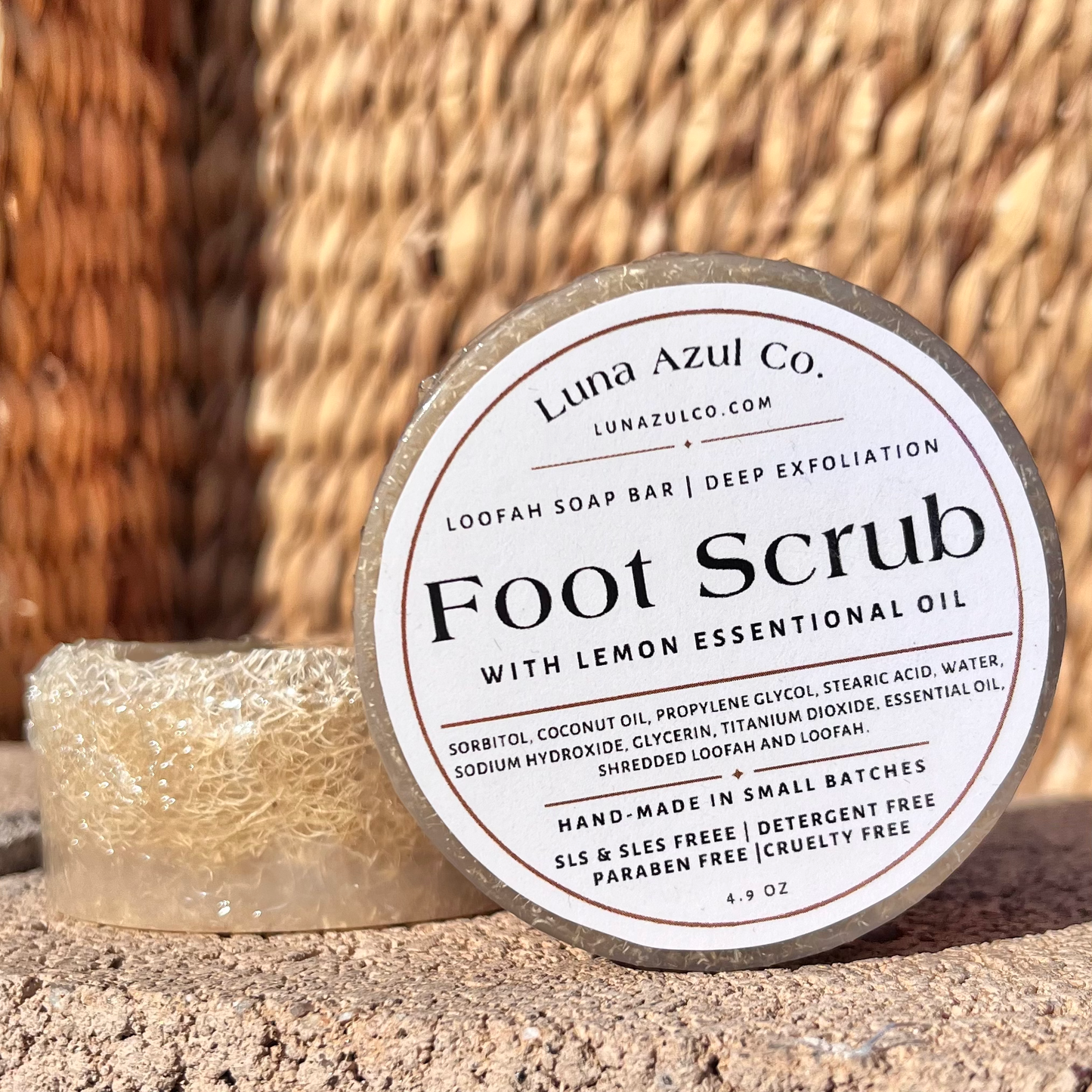 Foot Scrub Shredded Loofah & Loofah Slice Soap Bar