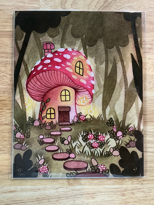 Mushroom House - 8x10 Art Print