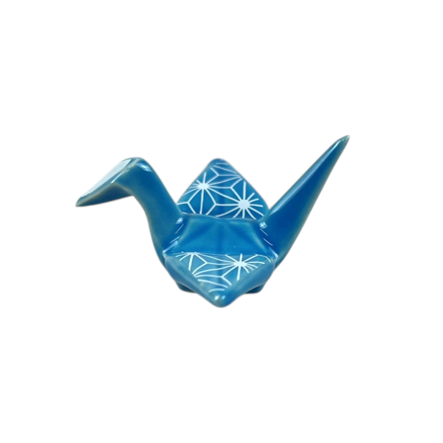 Origami Crane Porcelain Chopsticks Rest 2"L Asanoha Blue (12/288)