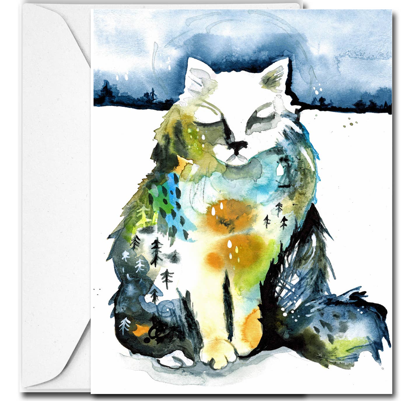 “Snow Cat", Blank Card
