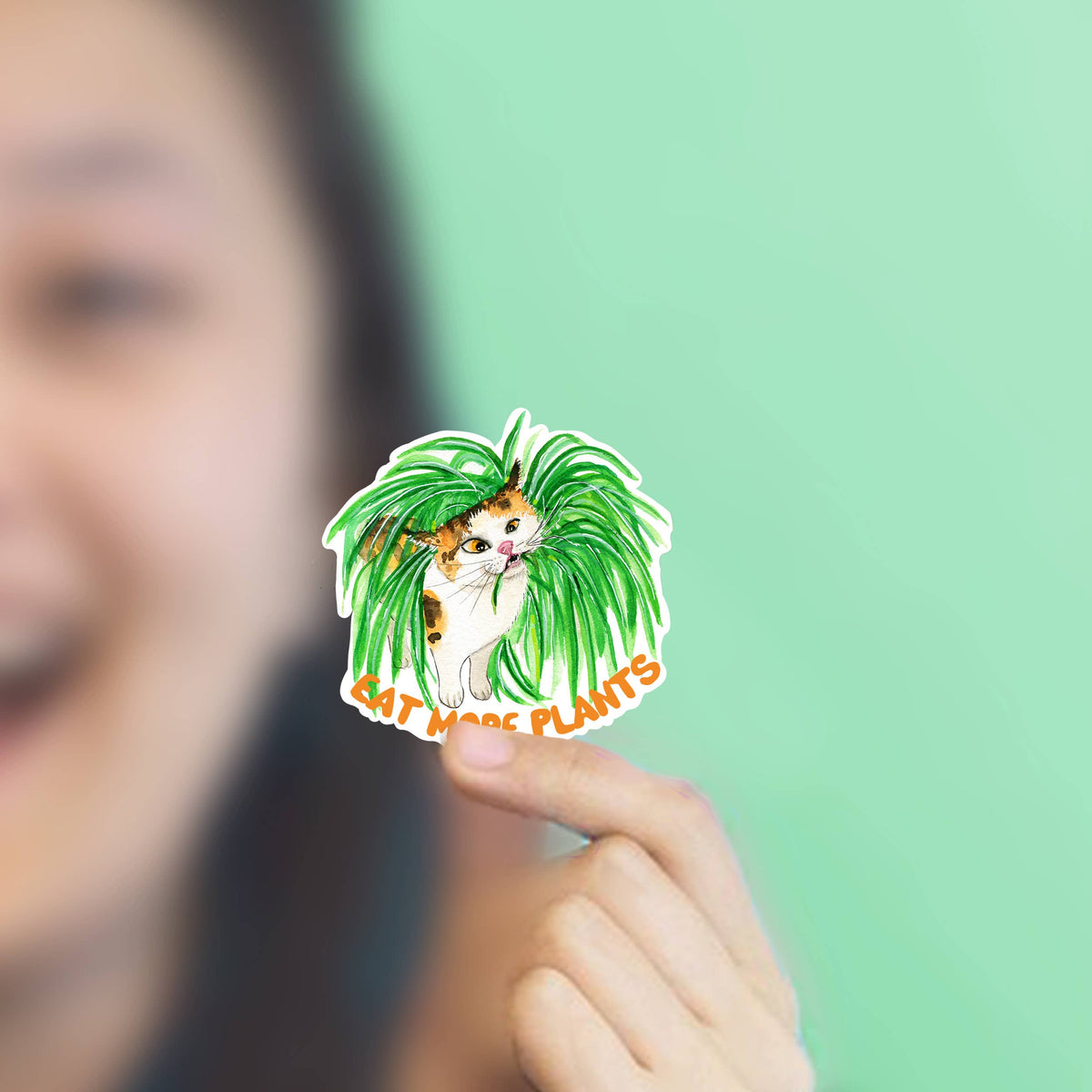 Eat More Plant Cat - Funny Vinyl Stickers