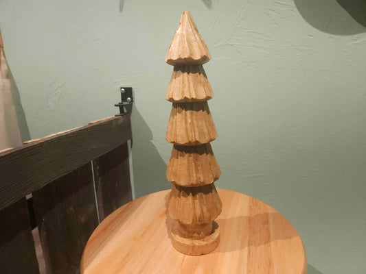 Natural Carved Mango Wood Christmas Tree
