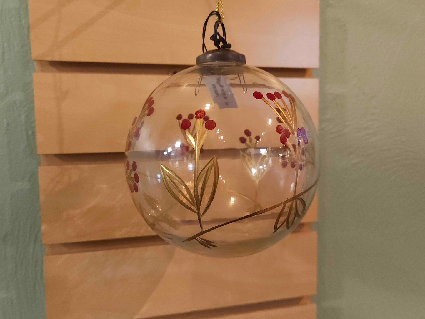 Large Etched Glass Ball Ornament