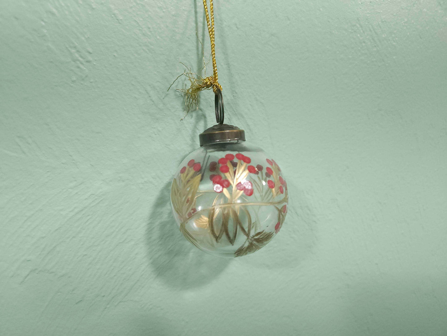 Small Etched Glass Ball Ornament