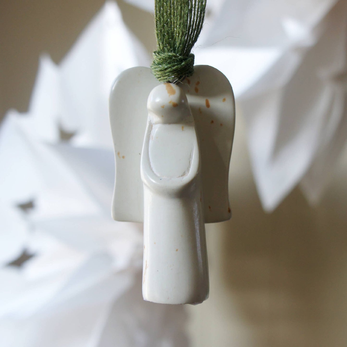 Stone Angel Ornament - Natural Stone