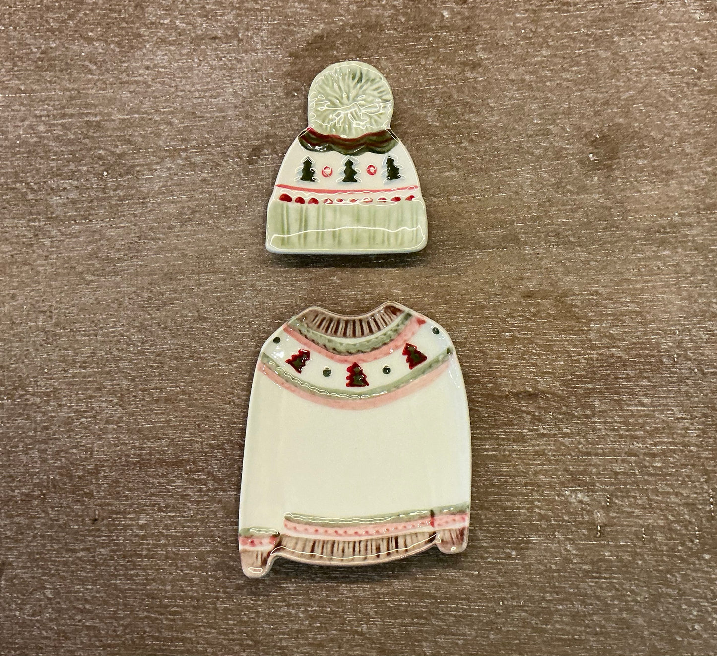 Matching Sweater and Beanie Trinket Dishes