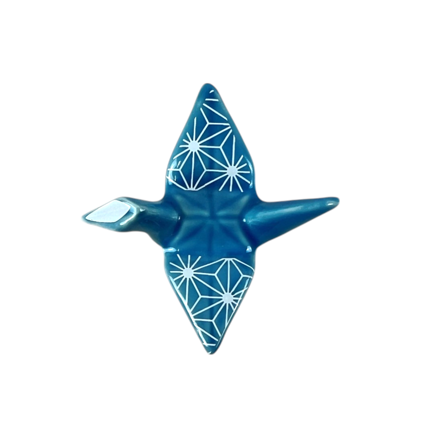 Origami Crane Porcelain Chopsticks Rest 2"L Asanoha Blue (12/288)