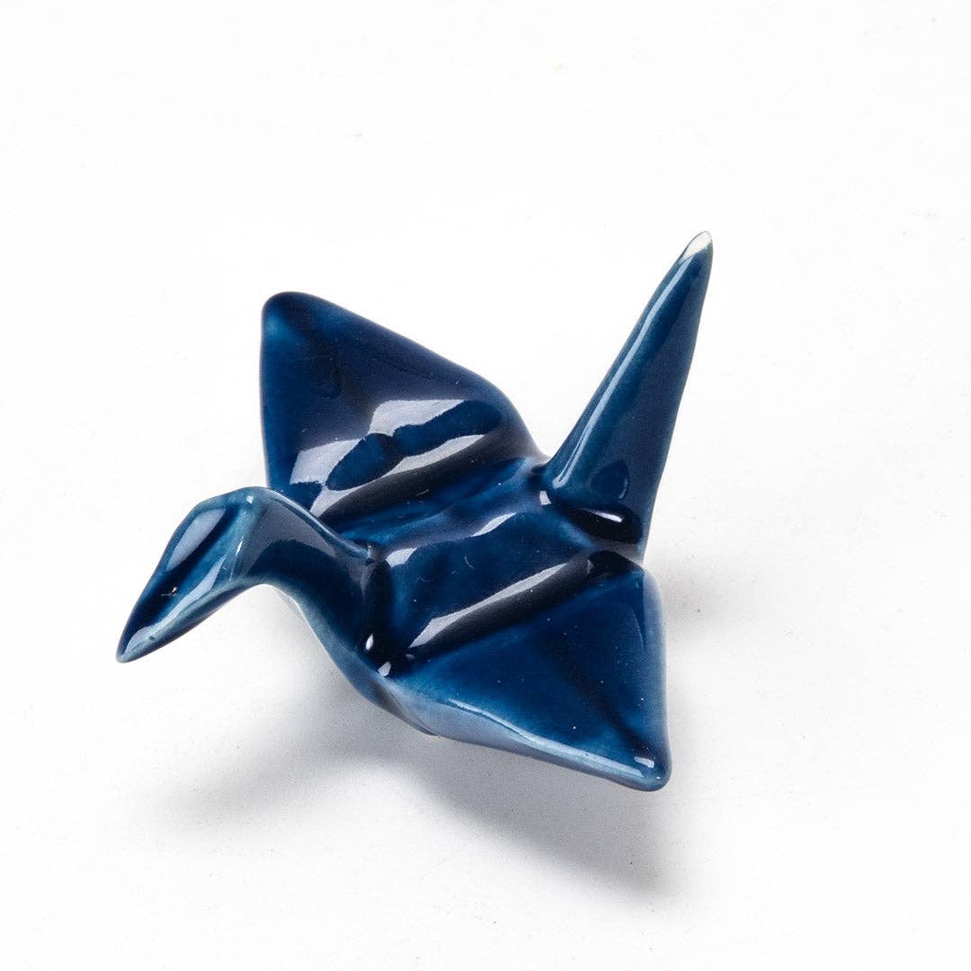 Origami Crane Porcelain Chopsticks Rest 2"L Navy Blue (12/288)