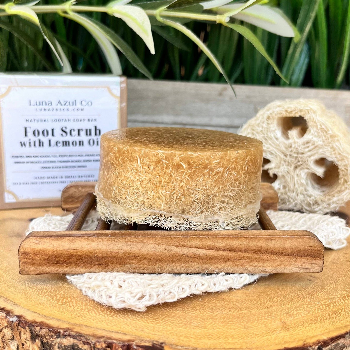 Foot Scrub Shredded Loofah & Loofah Slice Soap Bar