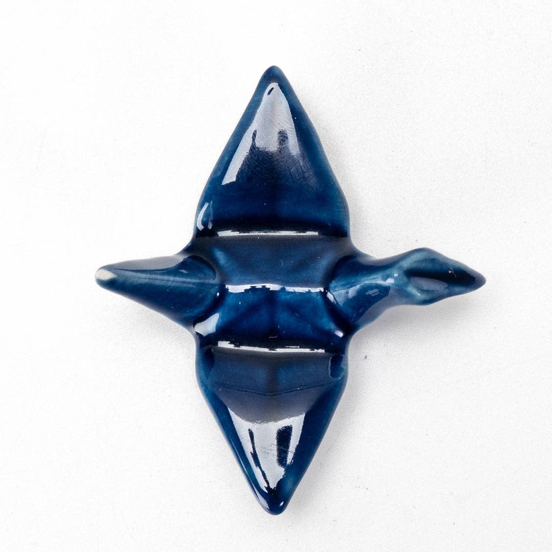 Origami Crane Porcelain Chopsticks Rest 2"L Navy Blue (12/288)