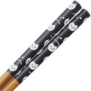 Yummy Cat Black Bamboo Chopsticks