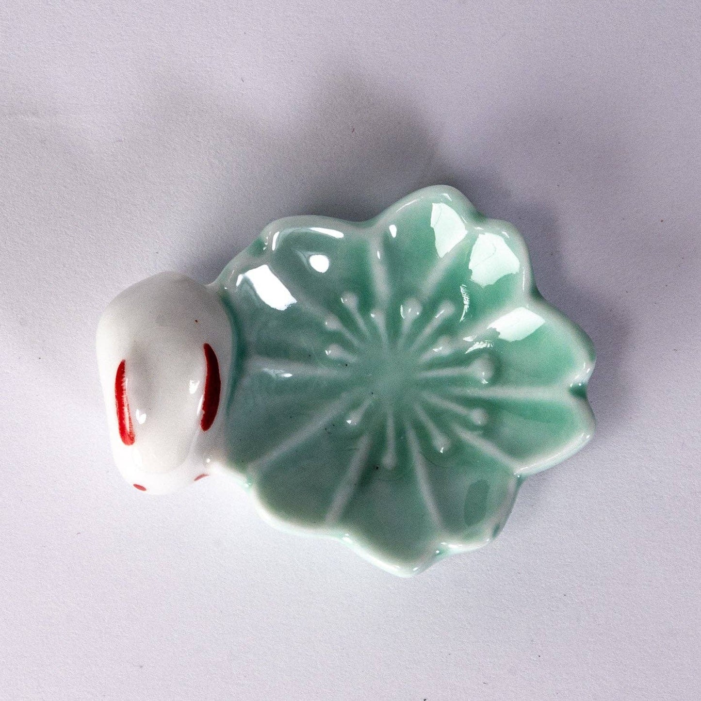 Sakura Rabbit Porcelain Chopsticks Rest 2"L Green