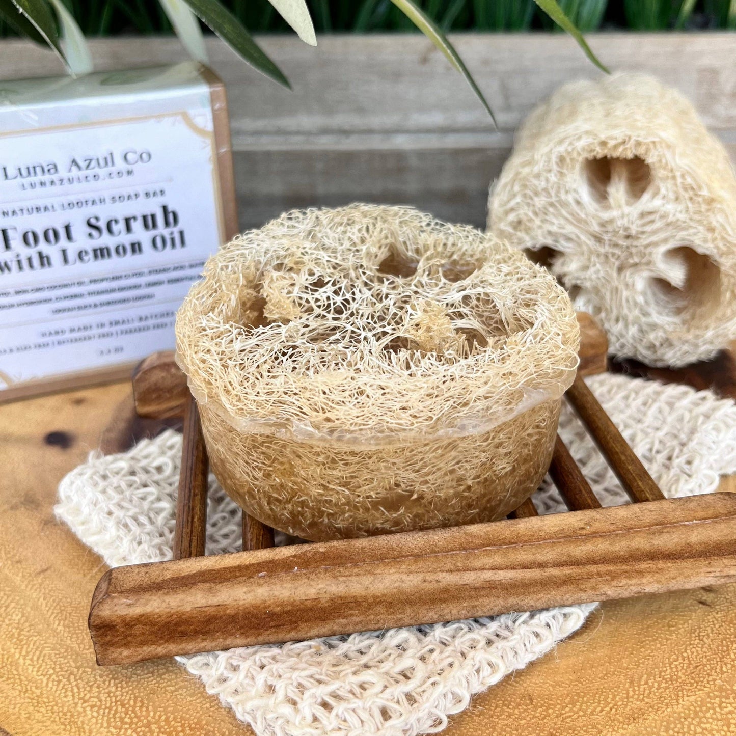 Foot Scrub Shredded Loofah & Loofah Slice Soap Bar