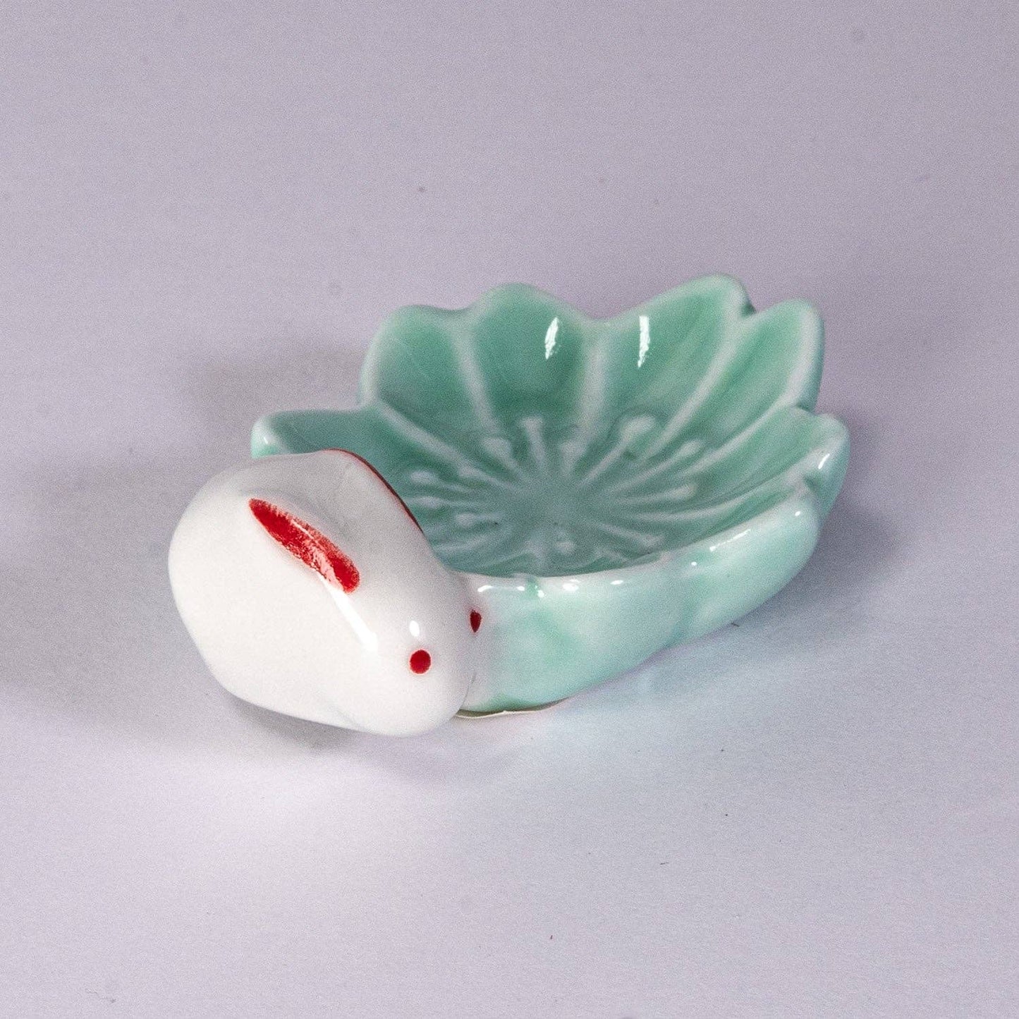 Sakura Rabbit Porcelain Chopsticks Rest 2"L Green