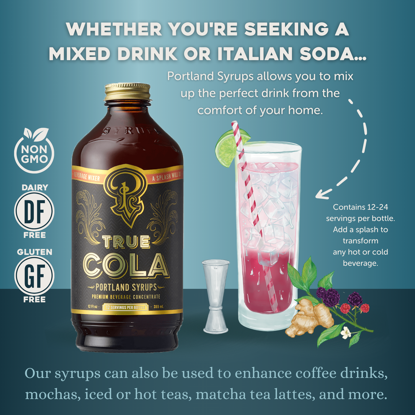 True Cola Syrup 12oz - cocktail / mocktail beverage mixer