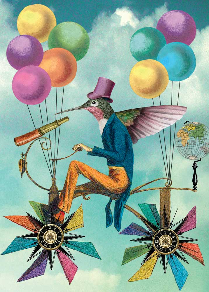 Steampunk Hummingbird Greeting Card