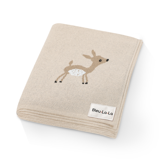 100% Luxury Cotton Receiving Swaddle Baby Blanket - Deer