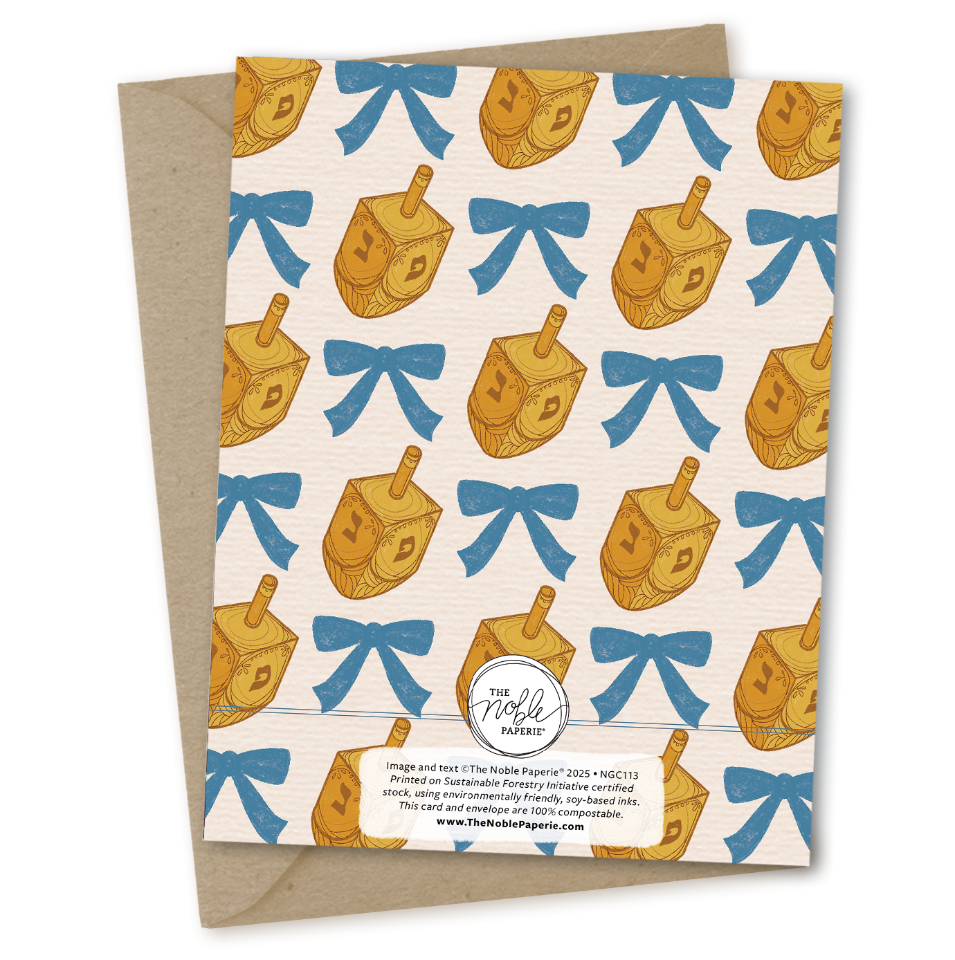 Hanukkah Hand Lettered | Festival of Lights Dreidel Card
