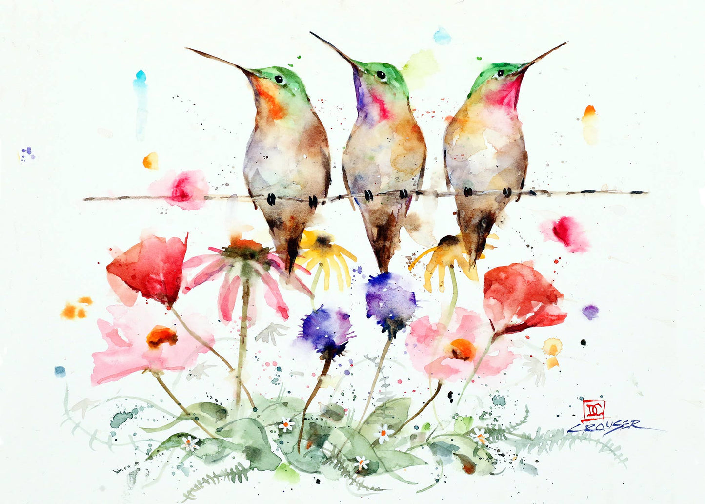 Flower Patch Hummers 5x7" Greeting Card