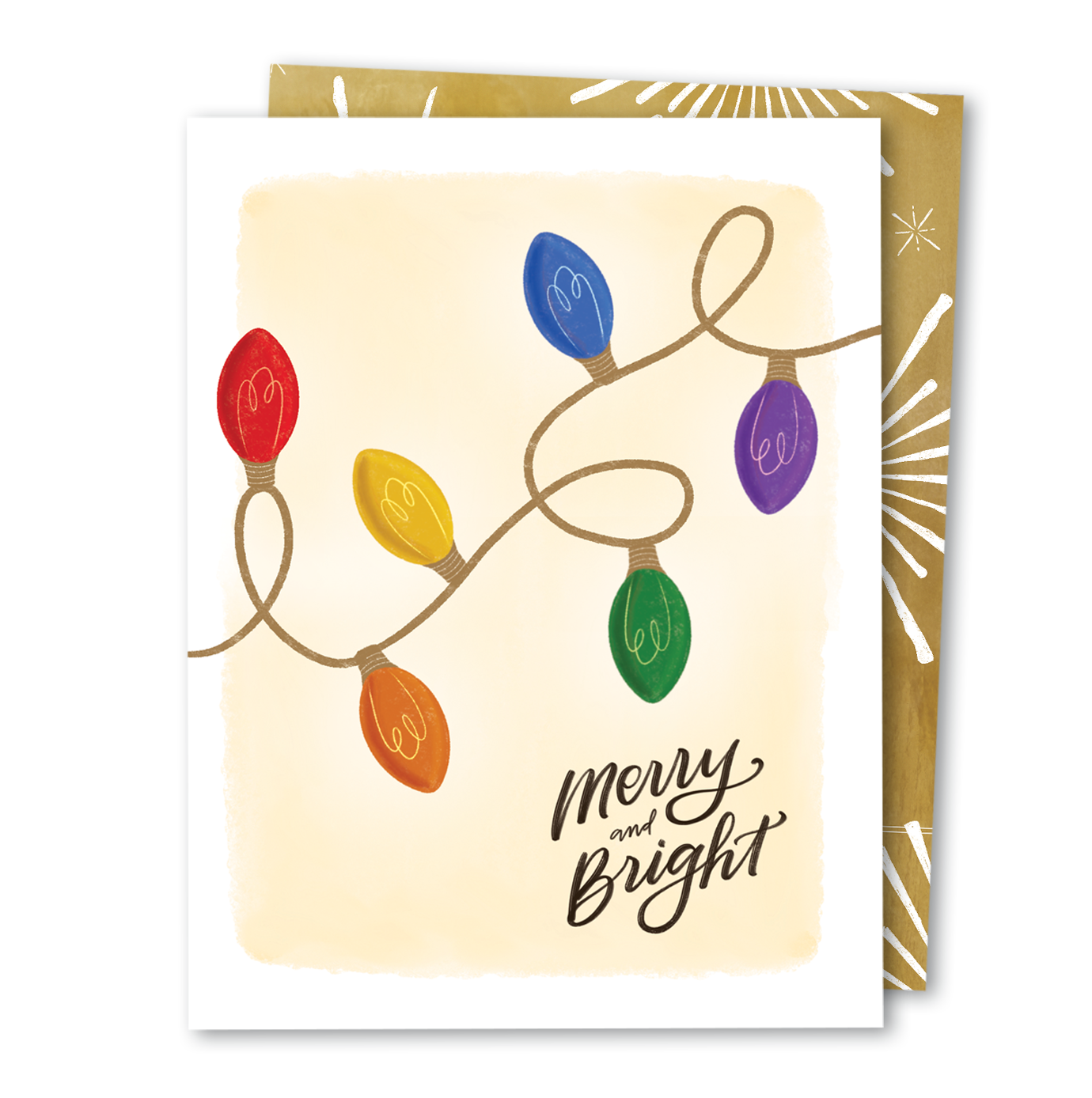 Merry + Bright | Holiday Rainbow Christmas Lights Card
