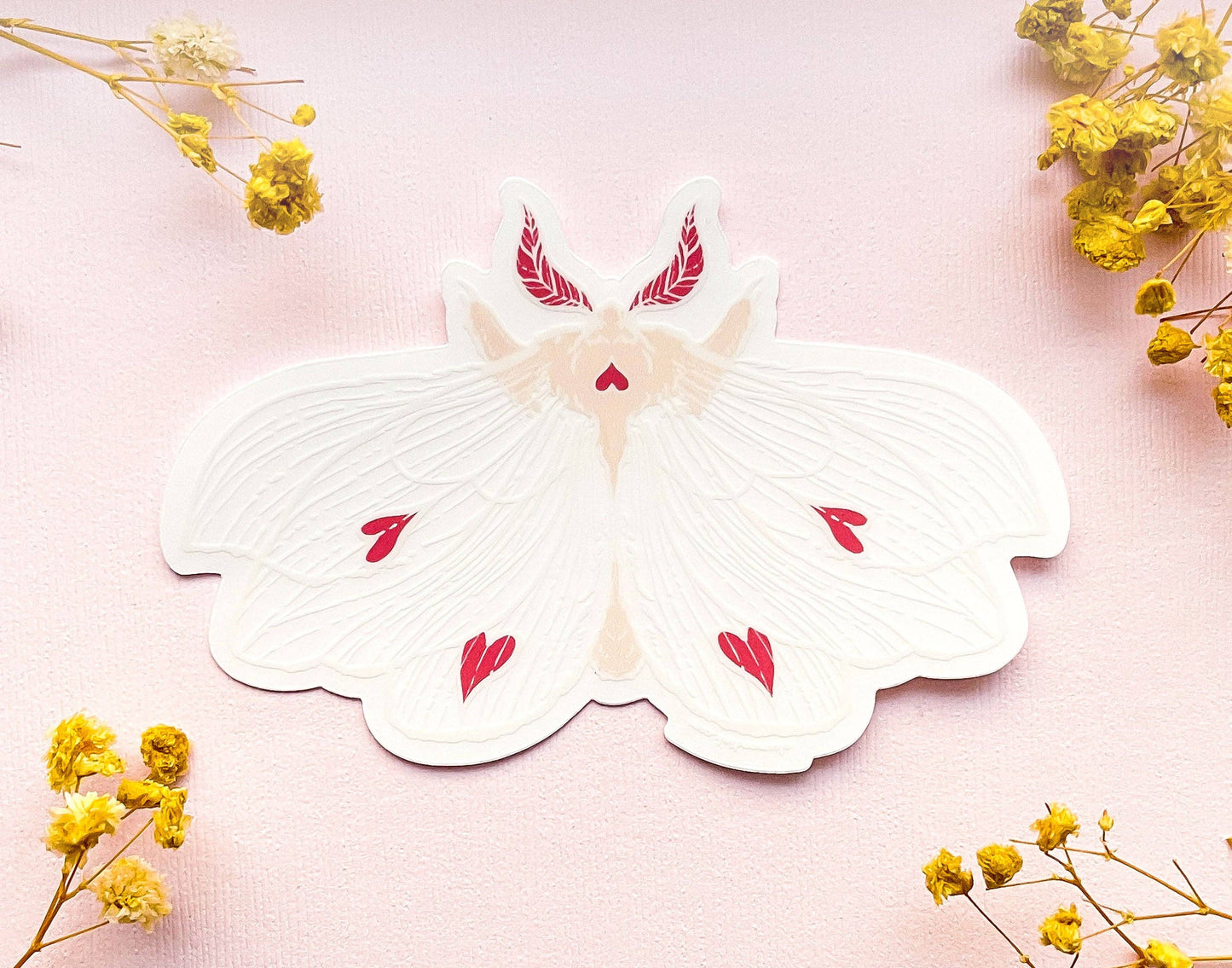Transparent Ghost Heart Moth Sticker