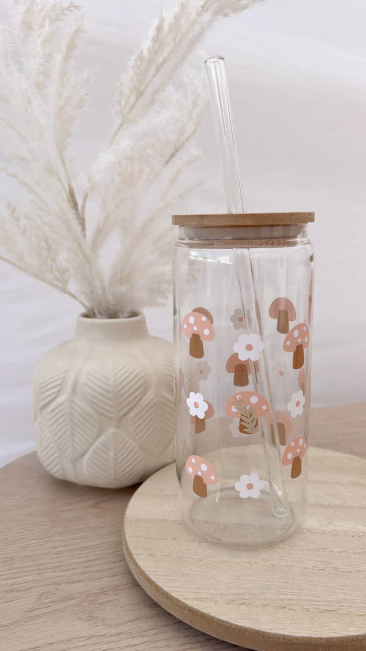 Pink Mushroom Iced Coffee Cup