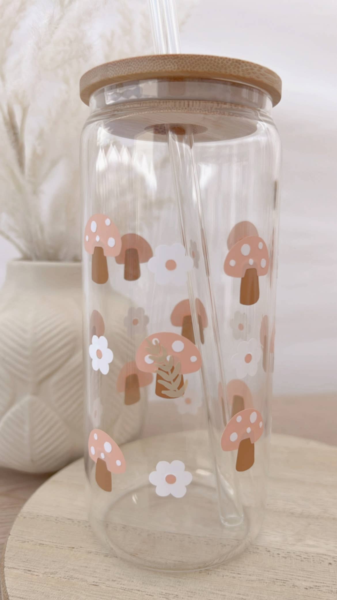 Pink Mushroom Iced Coffee Cup
