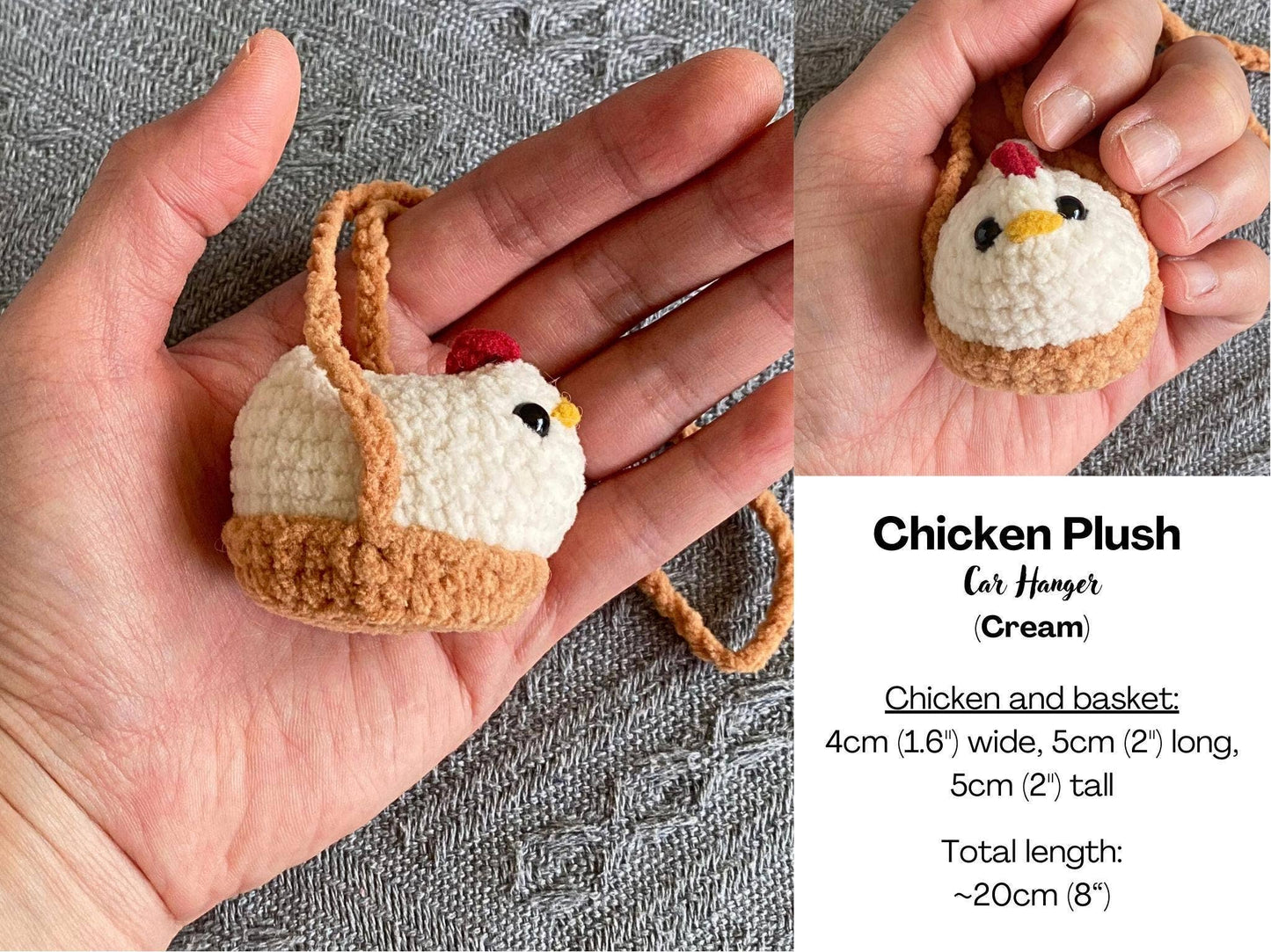 Crochet Chicken Car Hanger, Cute Amigurumi Chicken On Swing