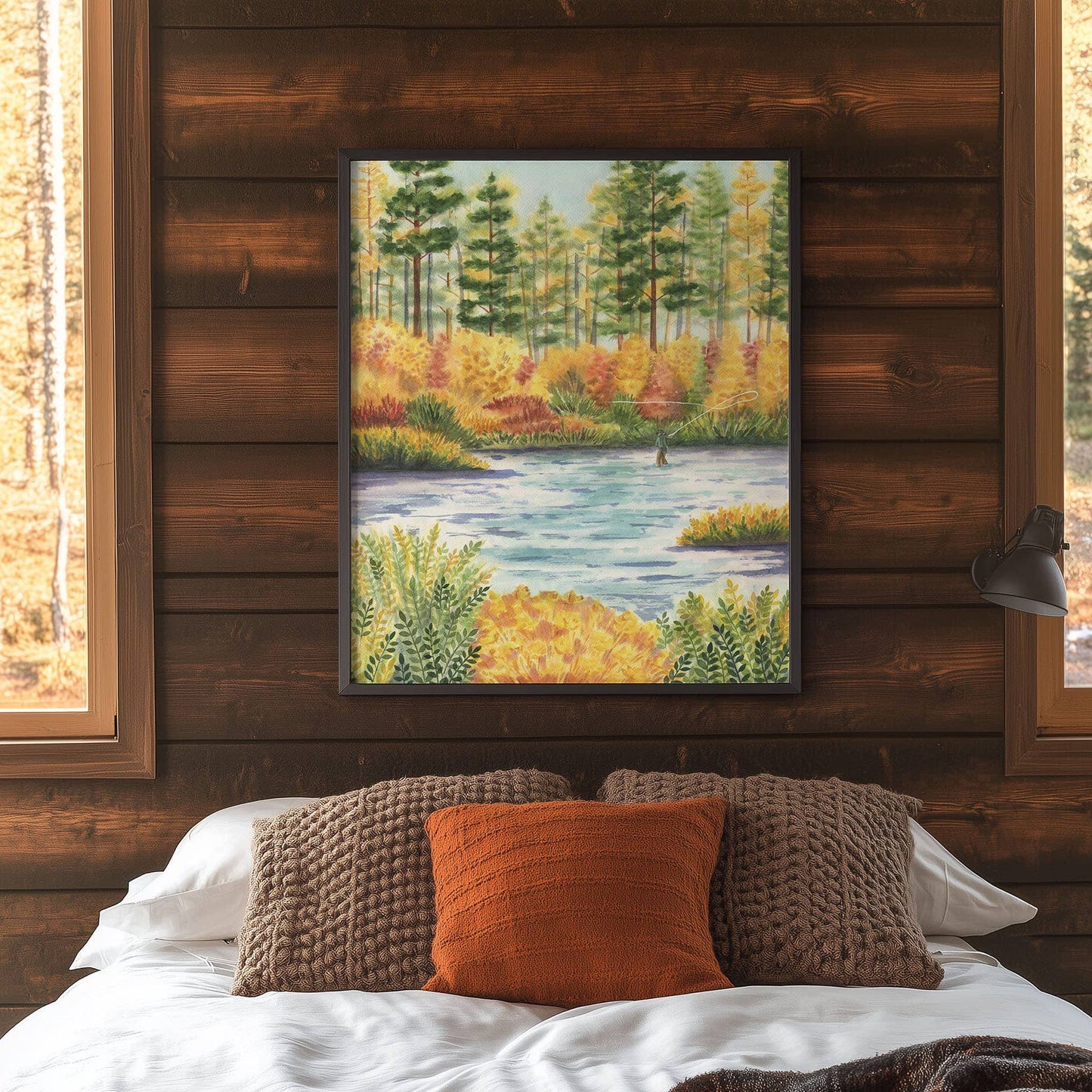 Fly Fishing Art Print | Autumn Fall Colors Nature Scene