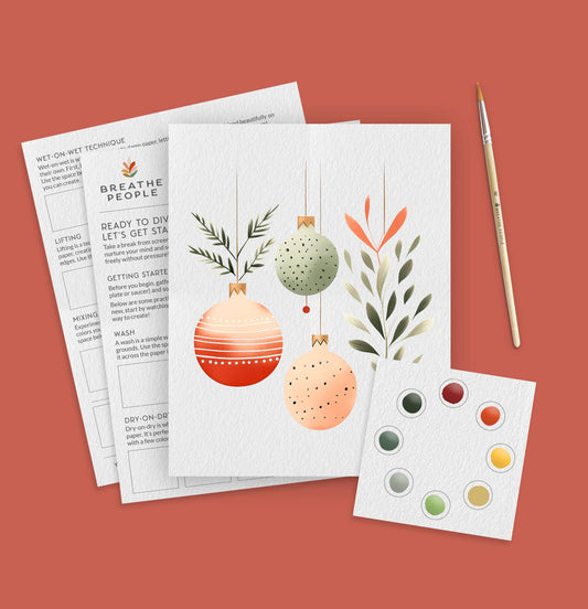 Limited Edition, All in One Watercolor Kit- Holiday Ornaments