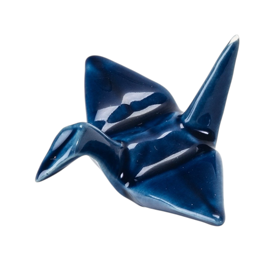 Origami Crane Porcelain Chopsticks Rest 2"L Navy Blue (12/288)