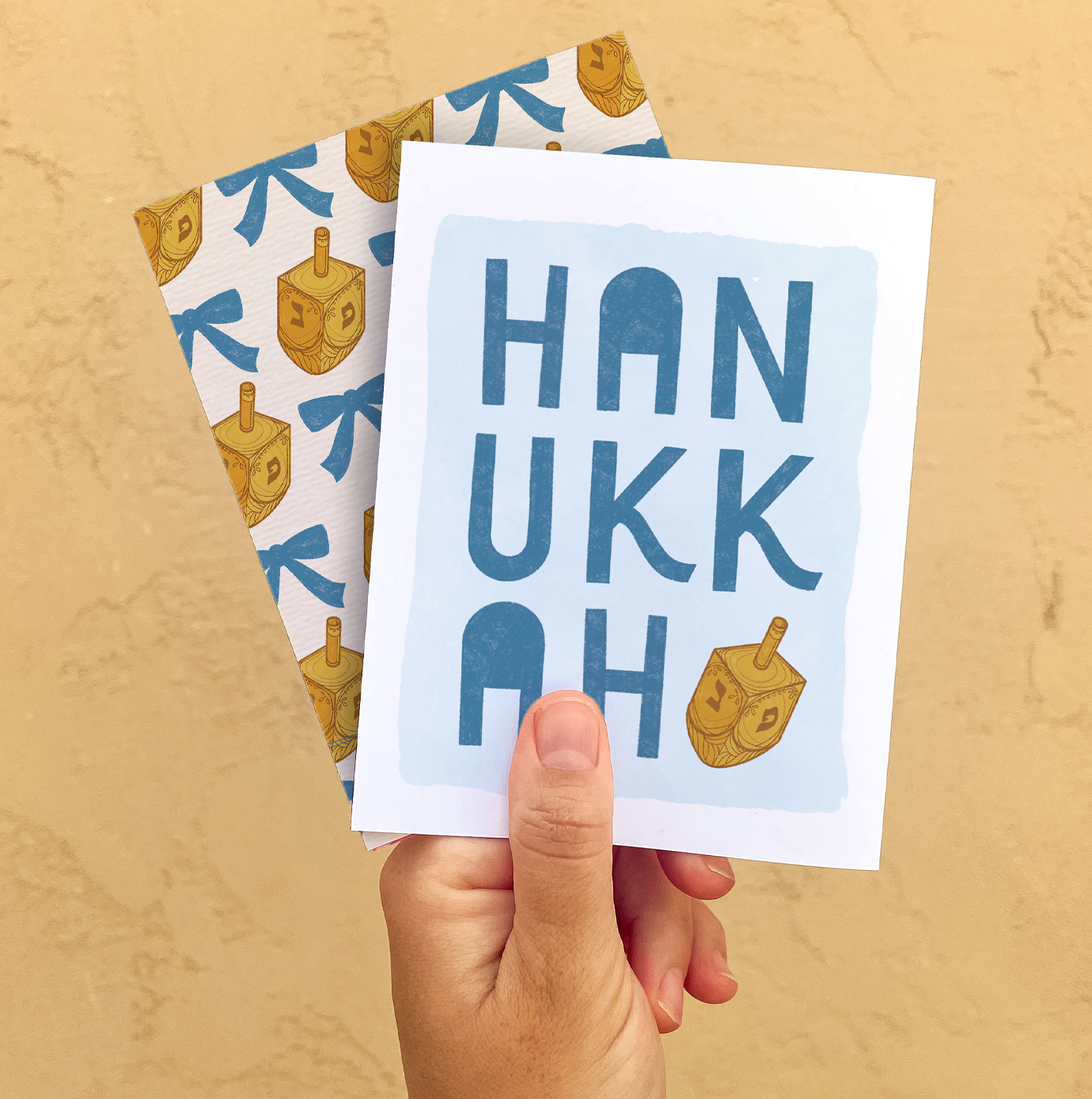 Hanukkah Hand Lettered | Festival of Lights Dreidel Card