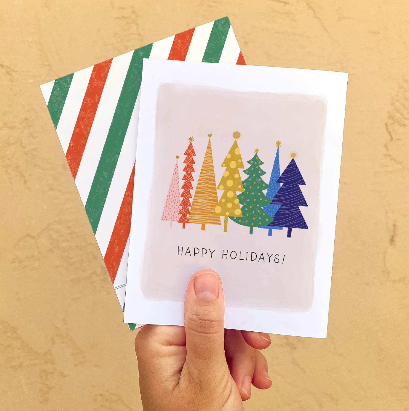 Rainbow Happy Holidays | Holiday Christmas Tree Winter Card