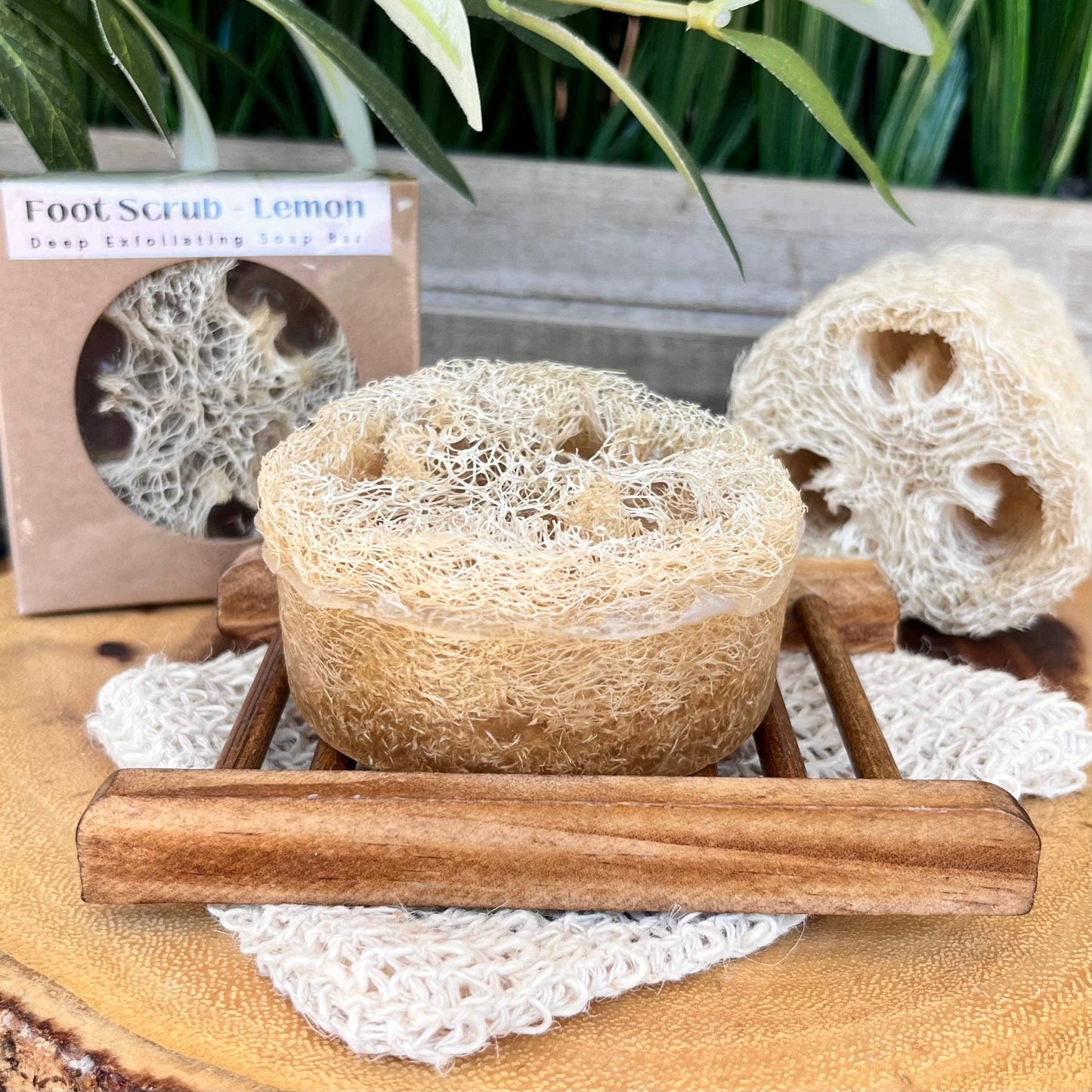 Foot Scrub Shredded Loofah & Loofah Slice Soap Bar