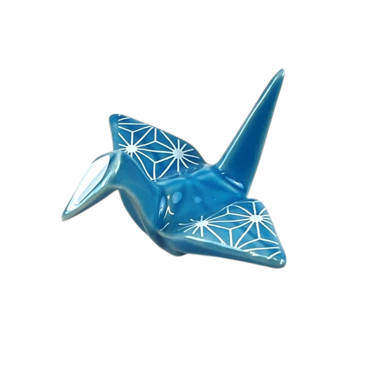 Origami Crane Porcelain Chopsticks Rest 2"L Asanoha Blue (12/288)