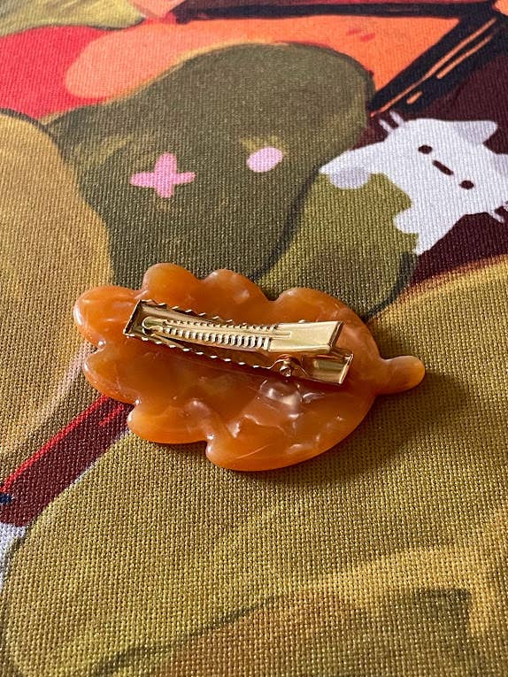 Two Autumn Leaf Hair Clip Barrettes