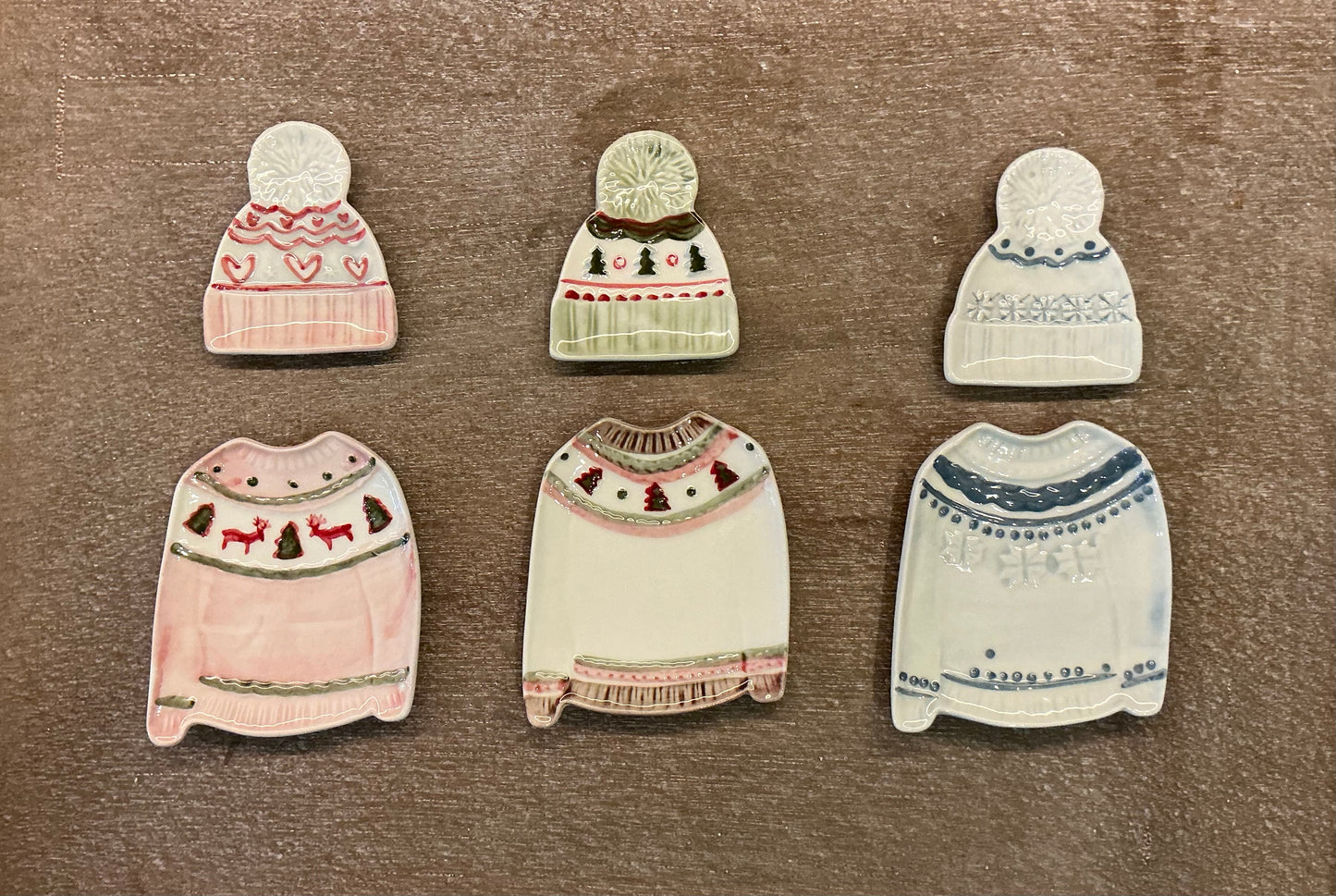 Matching Sweater and Beanie Trinket Dishes