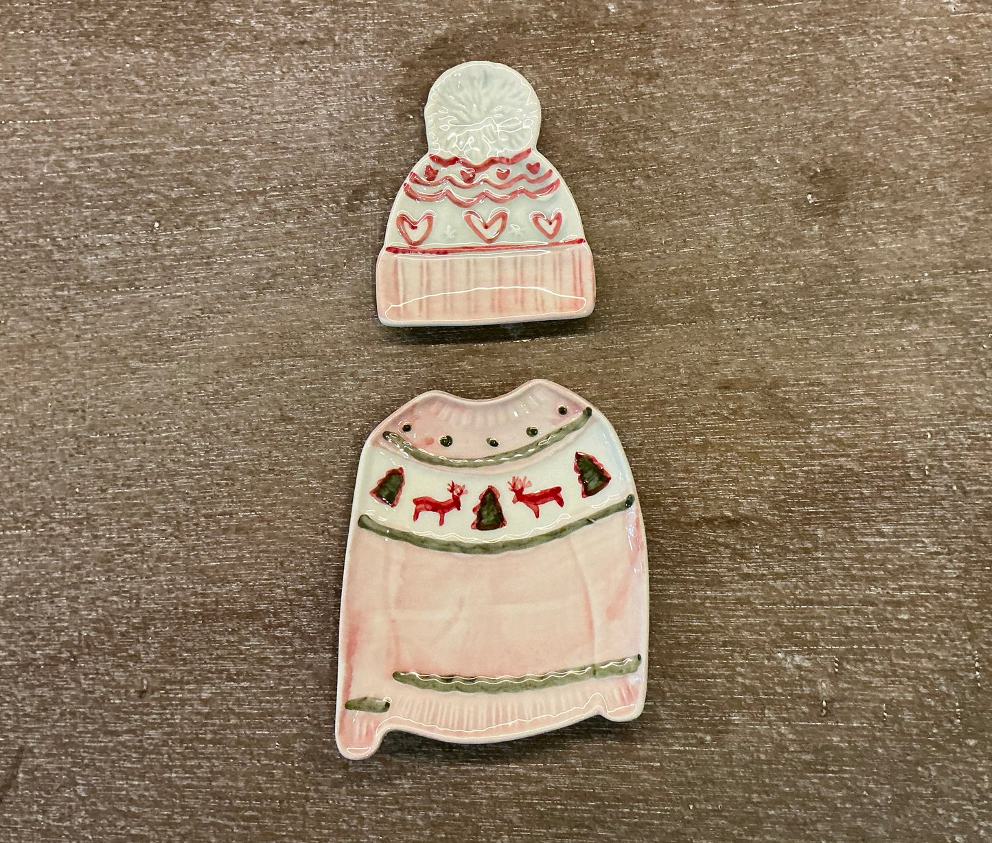 Matching Sweater and Beanie Trinket Dishes