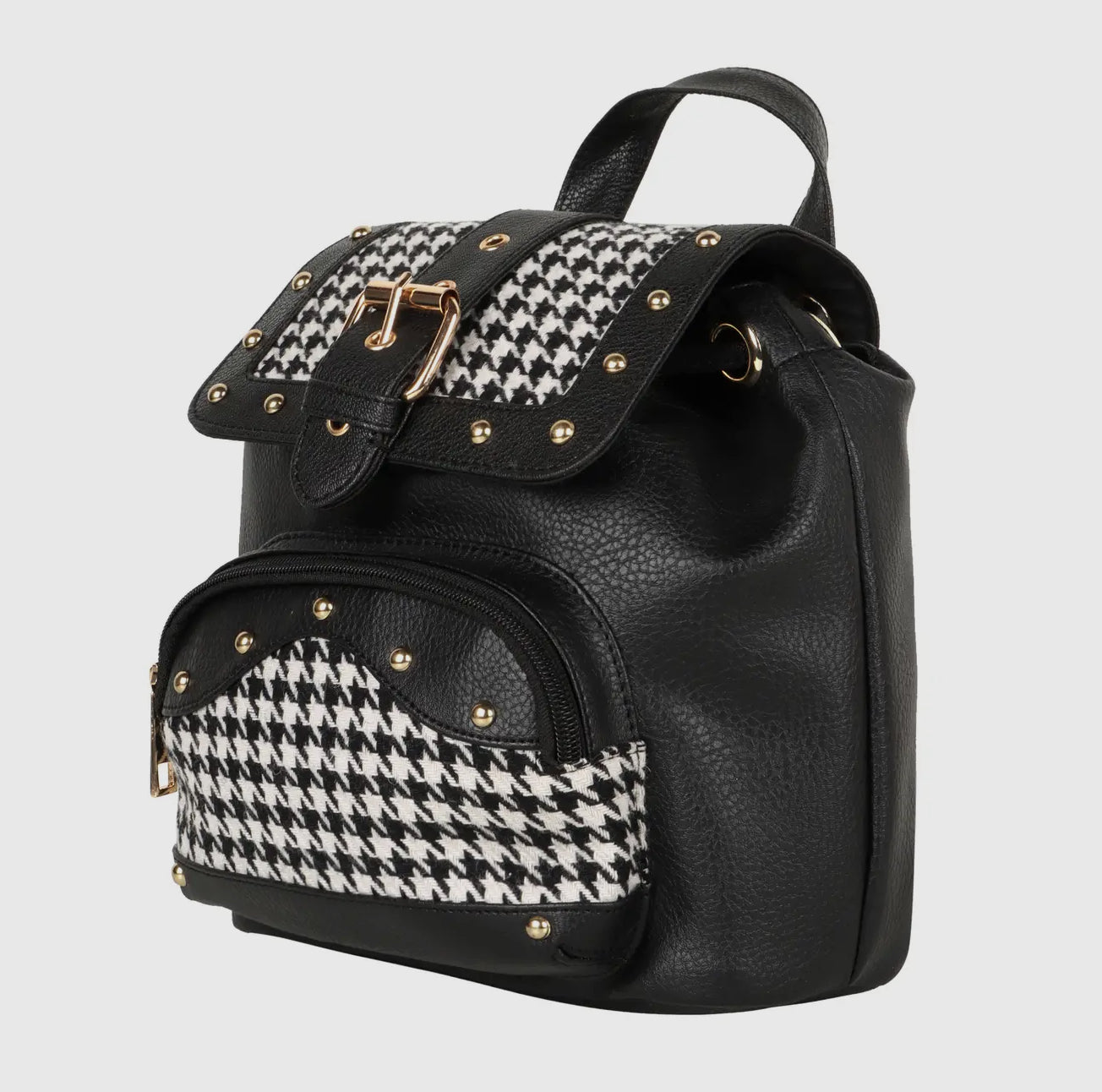 Millie Houndstooth Print Mini Backpack