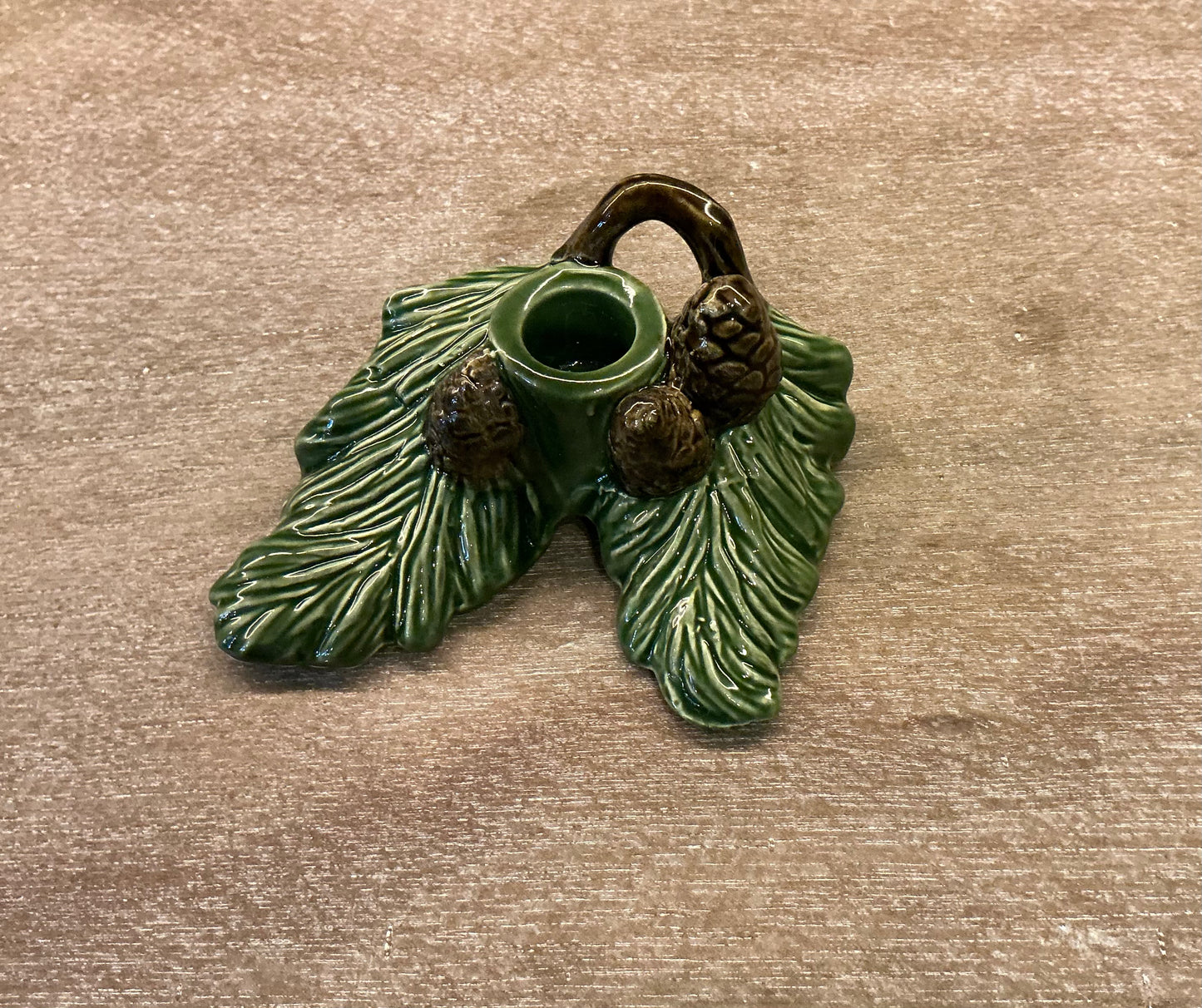 Ceramic Candlestick Holder - Pine Tree Branch