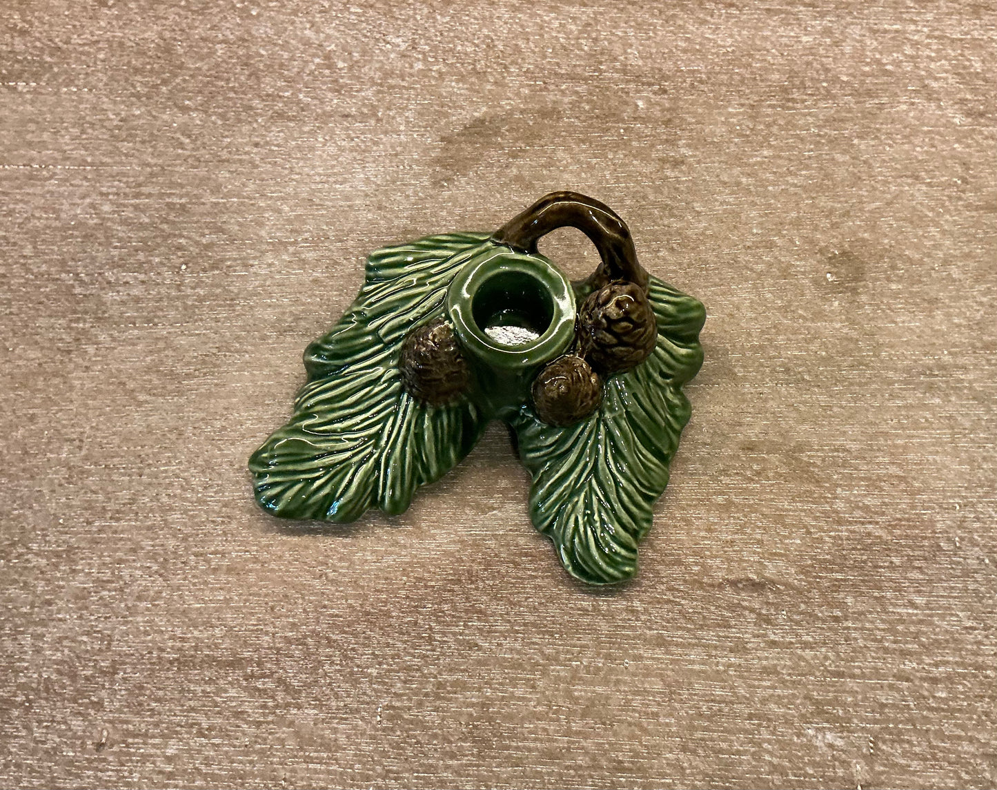 Ceramic Candlestick Holder - Pine Tree Branch