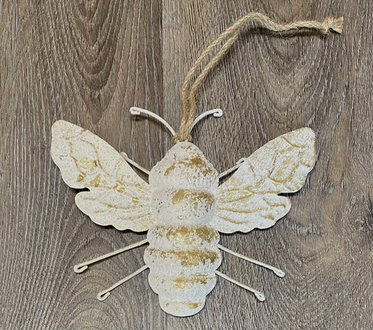 Iron Bee Ornament - White & Gold