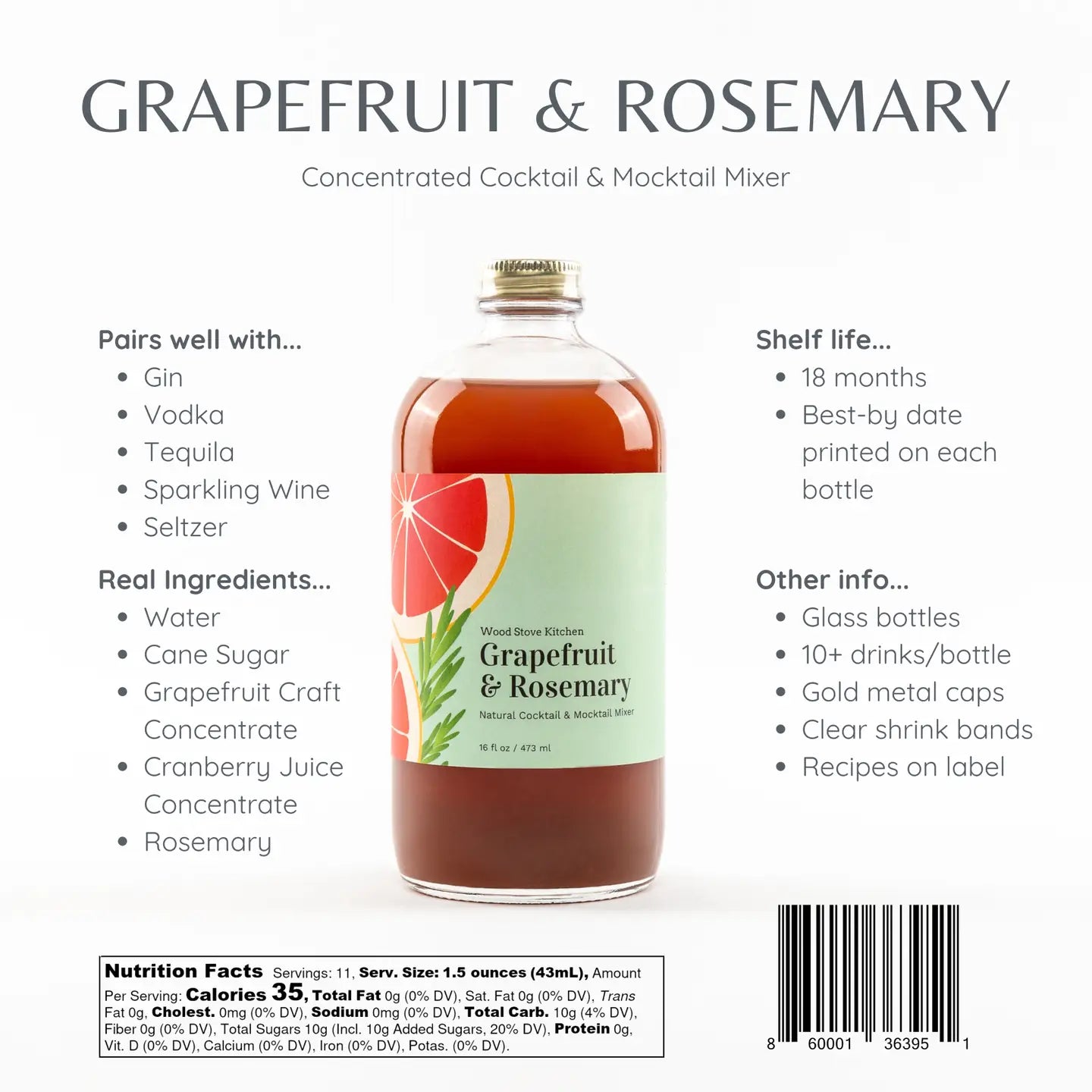 Grapefruit & Rosemary Cocktail Mixer