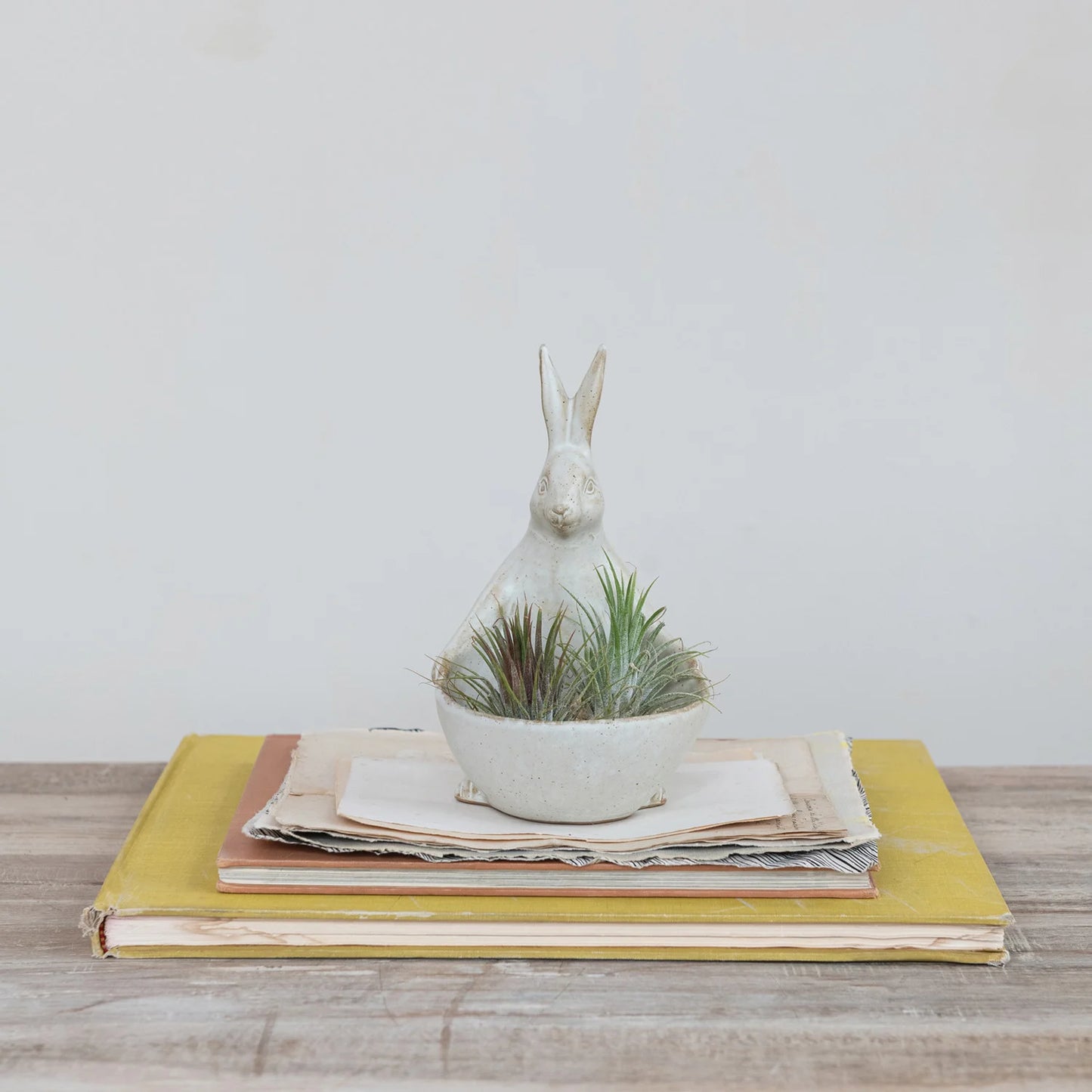 Stoneware Rabbit Bowl Planter
