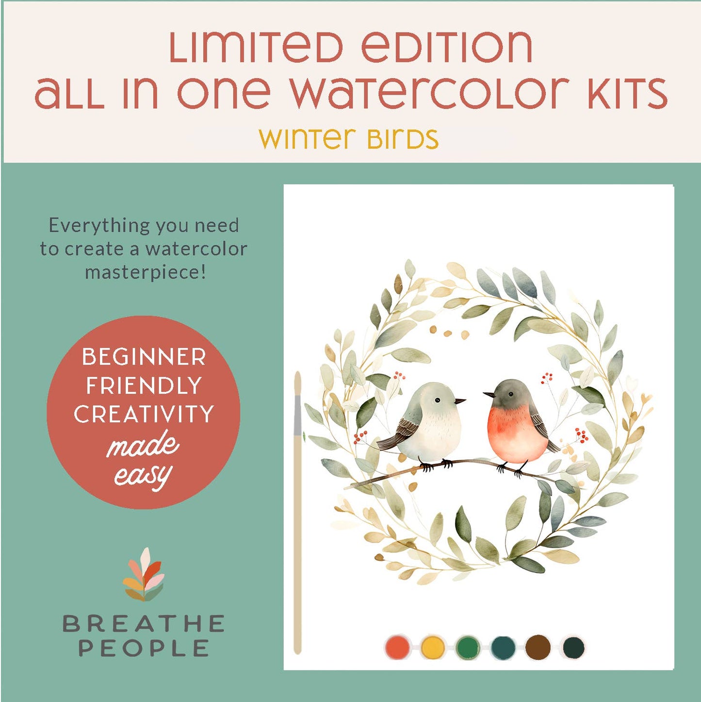 Limited Edition,  All in One Watercolor Kit - Winter Birds